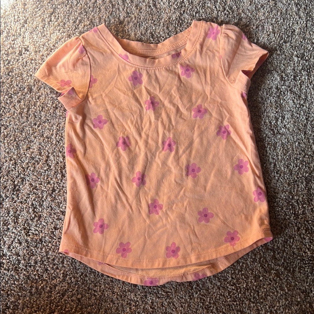 Cat & Jack Peach and Pink Floral Kids Tee